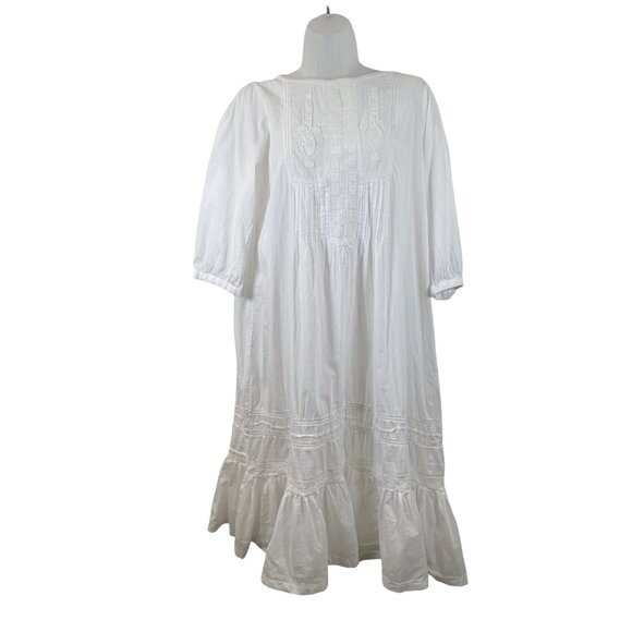White Zara Cotton 3/4 Sleeve Midi Dress Size XL but fits like Medium - Picture 2 of 11